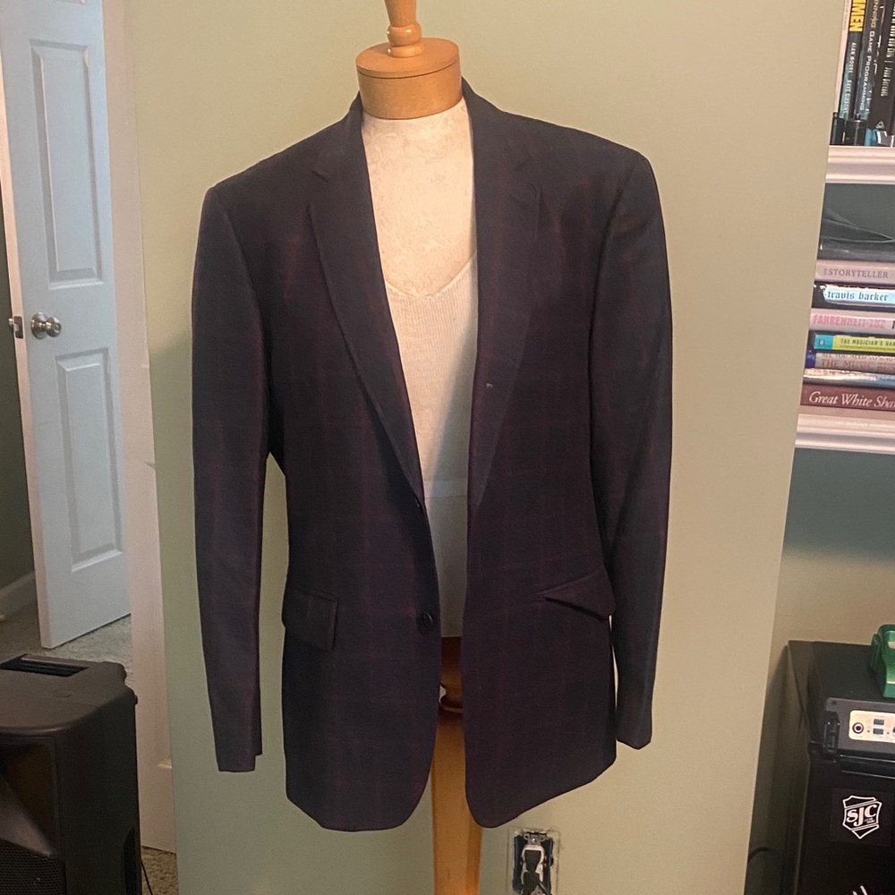 UNTUCKit Dark blue and maroon sports jacket Checkered Blazer